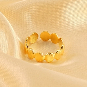 Shell Pattern Open Adjustable Ring Stainless Steel 18K Gold Plated Fashion Jewelry For Women