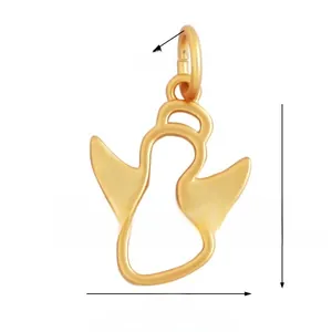 Detailed view of a gold angel pendant with 13x11mm dimensions and hollowed design