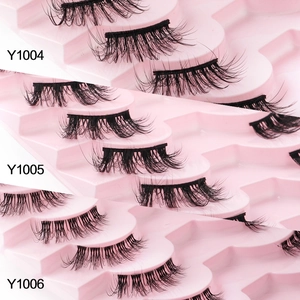 Half false eyelashes with clear bands, natural dense style in models Y1004 Y1005 Y1006