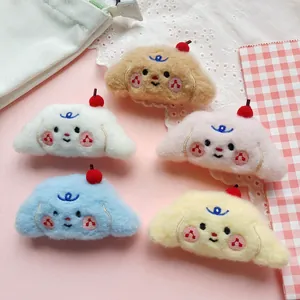 Plush Puppy Brooch Cartoon Dog DIY Hair Accessory With Cherry Soft Stuffed Doll For Bag Decoration Cute Style