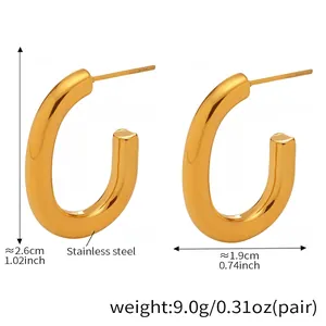 Detailed size specifications for gold plated multi-layer stainless steel hoop earrings