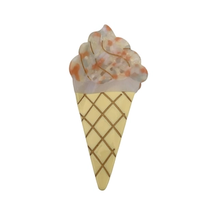 Pince à cheveux mignonne en forme de cornet de glace en acétate pour l'été