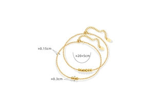 Detail view of 925 sterling silver beaded anklet with size specs and lobster clasp