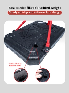 Detail of the refillable weighted base with anti-tip design for the sports set