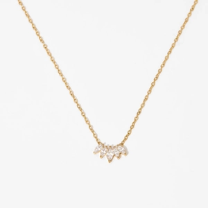 Elegant gold chain necklace with five marquise-cut zircon stones in a leaf pendant shape