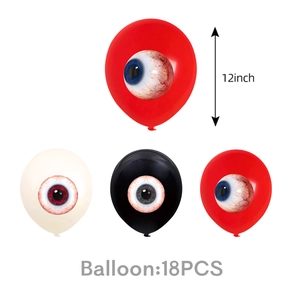 Detailed view of 12-inch latex balloons with realistic eyeball prints for party decoration