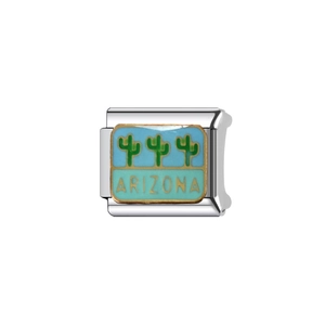 Italienisches Modul-Charm mit Arizona-Kaktus auf einem Edelstahl-Armband-Element