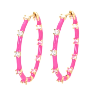 Enamel Hoop Earrings Copper Colorful Drip Oil Micro Pave Cubic Zirconia Fashion Jewelry Women Exaggerated
