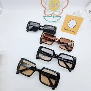 Hip-hop small square sunglasses for men and women in black, leopard, and brown colors