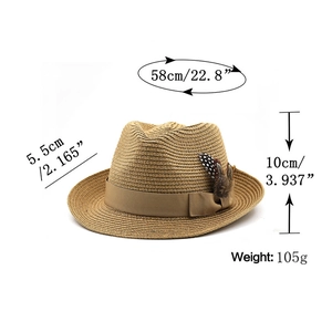 Detailed size specifications for straw hat with 58cm circumference and 5.5cm brim