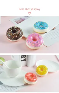 Imanes de donuts de PU coloridos con glaseado y fideos de azúcar para decoración hogar