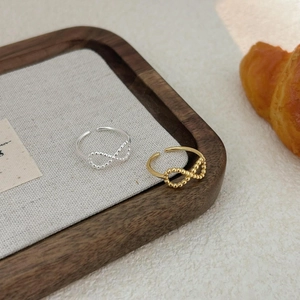 Minimalist 925 silver infinity bead open ring set in gold and silver finishes