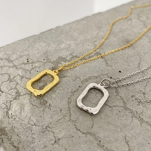 Minimalist irregular rectangle pendant necklaces with gold and silver hammer texture