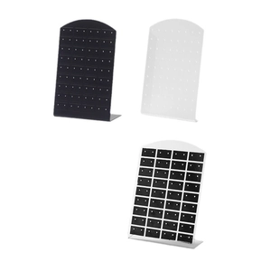 72-hole acrylic L-shaped earring display stand set in black, white, and clear finishes
