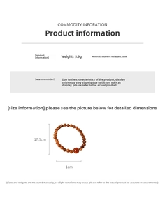 Detailed view of South Red Agate and Kuka bead bracelet weighing 5.9g with 1cm beads