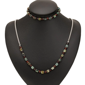 Collana E Bracciale Da Uomo Turchese Africano Naturale Ematite Occhio Di Tigre Rosso Acciaio Inossidabile Perline Gioielli Etnici