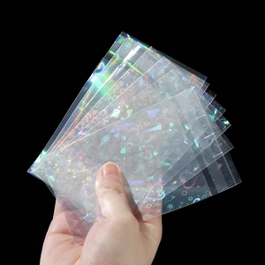 Holographic laser heart pattern card sleeves and self-sealing clear packaging bags