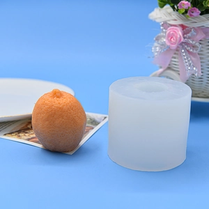 3D citrus fruit silicone mold for orange and lemon candles on a blue background
