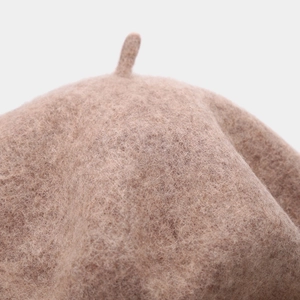 Detailed macro view of wool beret top with stem design and soft fiber texture