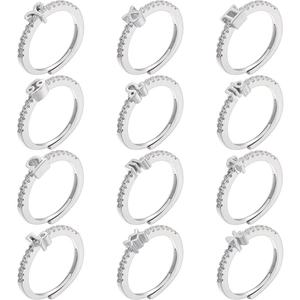 Set of 12 silver-toned 18K gold plated zodiac rings with sparkling zircon accents