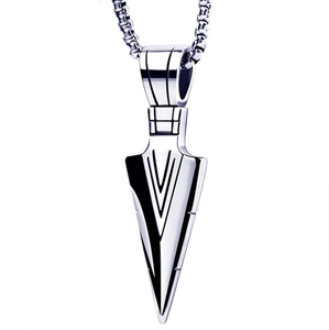 Vintage silver arrow pendant necklace with stainless steel keel chain for men