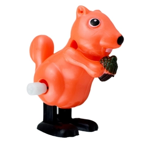 Cute orange wind-up squirrel toy with pinecone made of smooth plastic for kids