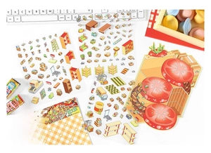Detailed view of jumbo tomato express scene stickers for creative DIY scrapbooking