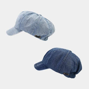 Denim Newsboy Cap Retro Washed Cotton Eight-Panel Octagonal Hat For Women Casual Trendy Stylish