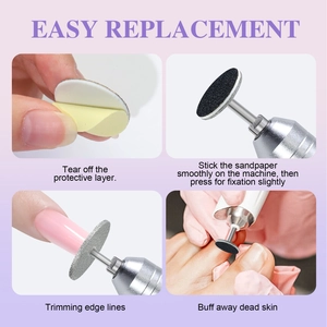 Nail sanding discs with replacement adhesive pads for electric drill manicure