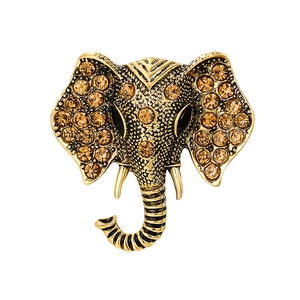 Retro Elephant Head Brooch Alloy Rhinestone Inlaid Vintage Animal Jewelry Suit Lapel Pin For Men Women