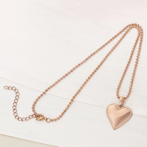 Minimalist 18K rose gold plated stainless steel heart pendant necklace for women