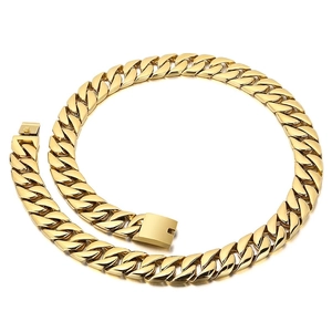 Men Stainless Steel Cuban Link Chain Necklace Heavy Chunky Polished Brushed Hip Hop Punk Jewelry
