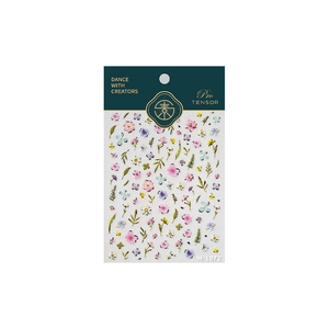 3D floral nail art stickers M-1072 with embossed flower patterns and green leaves