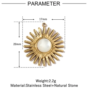 Detail showing dimensions and weight of a gold sunburst natural stone pendant