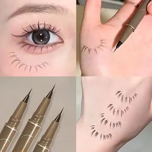 0.05mm ultra-fine waterproof brown eyeliner with needle-tip brush for precise lash lines