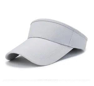 Detailed side view of a light gray breathable mesh visor hat with durable stitching