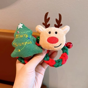 Élastiques à cheveux de Noël avec charms en peluche Père Noël et renne pour femmes