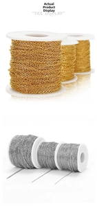 Macro view of gold and silver stainless steel chain spools for DIY jewelry making