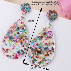 Acrylic star-filled drop earrings measuring 8cm by 3.5cm and weighing 10.7g a pair