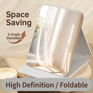 Portable Folding Makeup Mirror PU Leather Desktop Vanity Mirror Multi Angle HD Rectangular Minimalist Home Travel