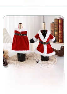 Detailed size specifications for Christmas velvet wine bottle dress and coat covers