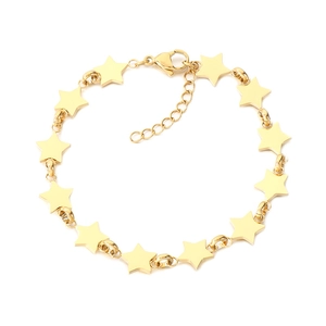 Chic golden stainless steel star charm bracelet with adjustable extender chain