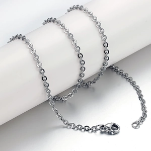 Detailed macro view of silver stainless steel chain link and lobster clasp closure