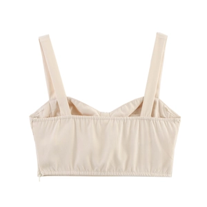 Women's sexy white cropped camisole featuring a smocked back and wide shoulder straps