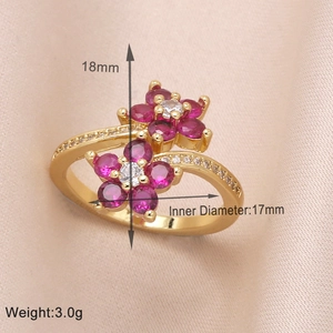 Detailed view of flower ring dimensions showing 18mm width and 17mm inner diameter