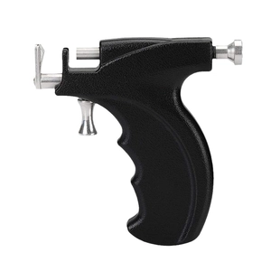 Professional black stainless steel ear piercing gun tool for precise body piercing use