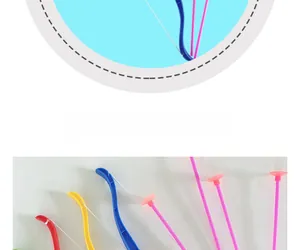 Detail view of colorful toy bow and arrow set with safety suction cups for kids archery