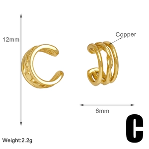 Detail of copper gold-plated double-layer heart ear cuff with 12mm height specifications