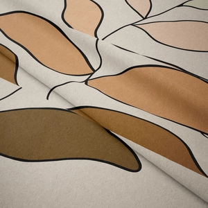 Tapisserie moderne à motif de feuilles abstraites aux tons terreux pour décor mural