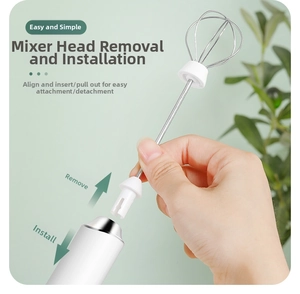 Detail showing the easy assembly and disassembly of the stainless steel whisk attachment